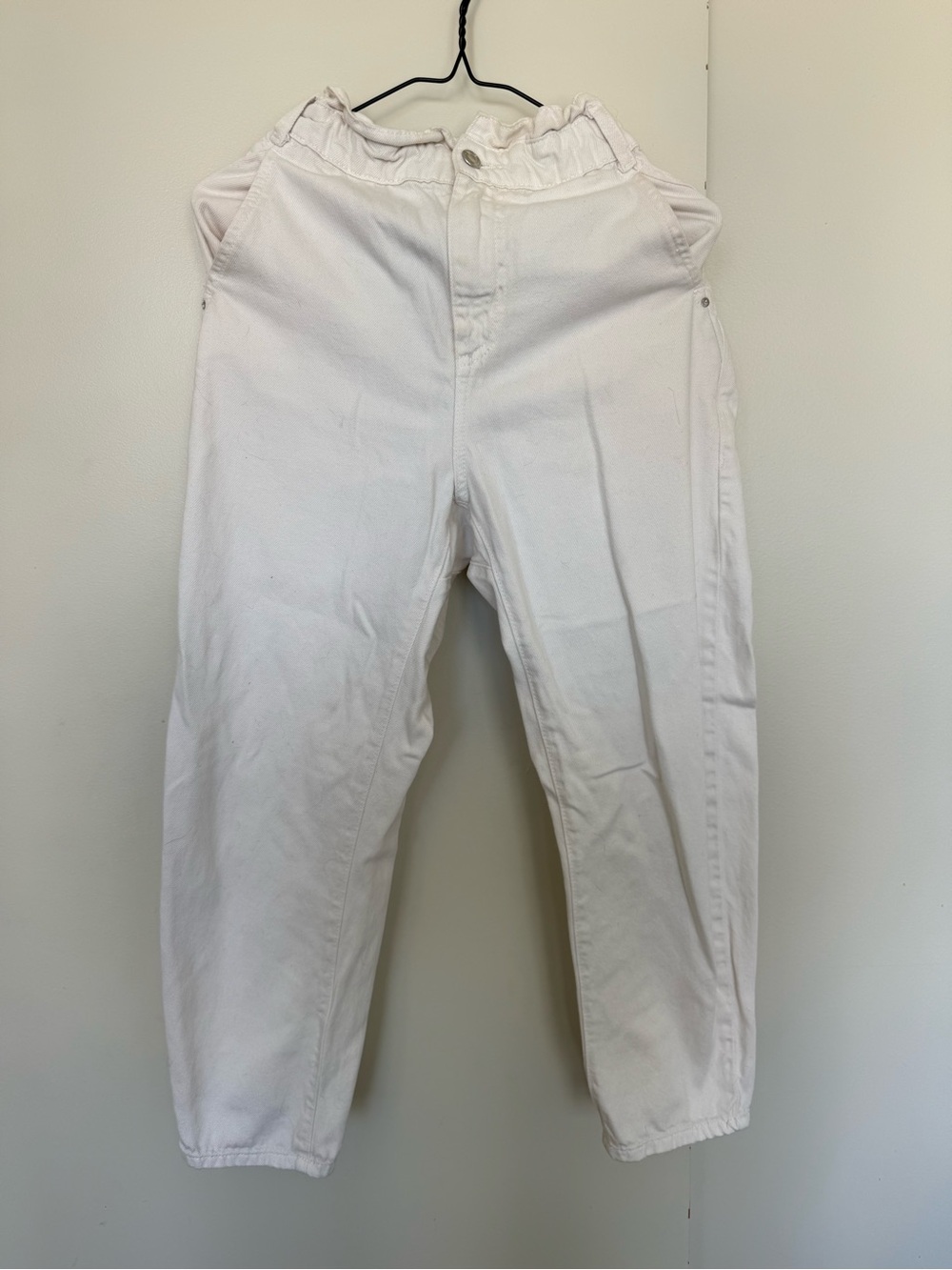 Zara White Women's Paperbag Waist Chinos